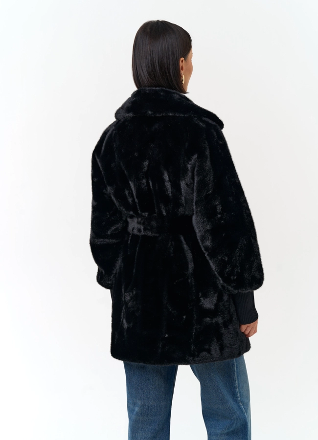фото Женское пальто из эко меха модель № 33872