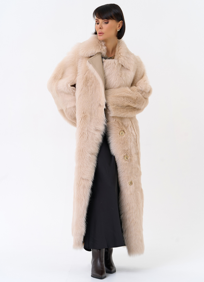 Женская двухсторонняя дубленка с поясом модель № 31929 универмаг малина