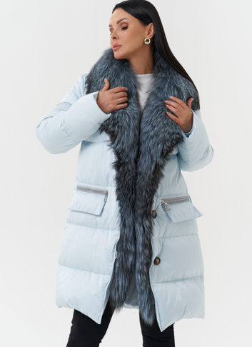 Пуховик с капюшоном из меха лисы