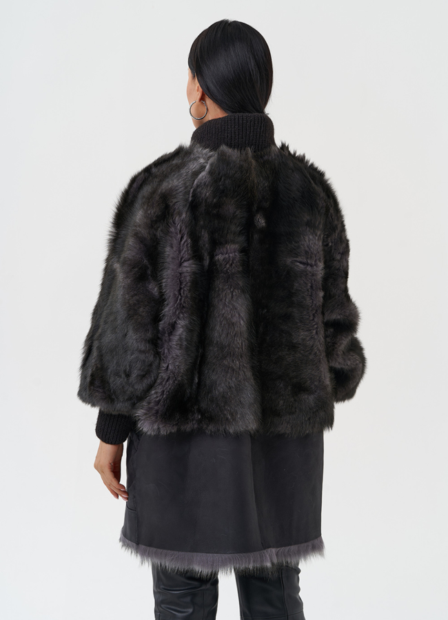 Комбинированная дубленка из тосканы модель № 28955 универмаг малина