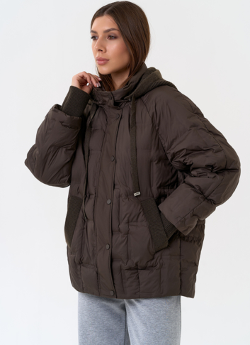 Женская куртка с трикотажным капюшоном