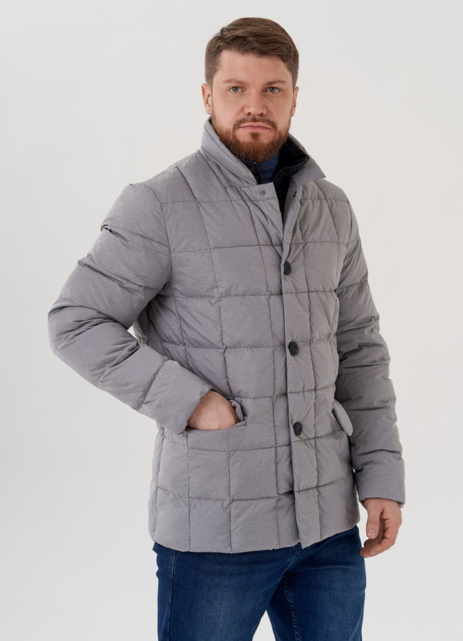 Мужская куртка серого цвета  модель № 23764 в рассрочку