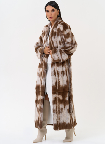 Шуба из норки с анималистичным принтом