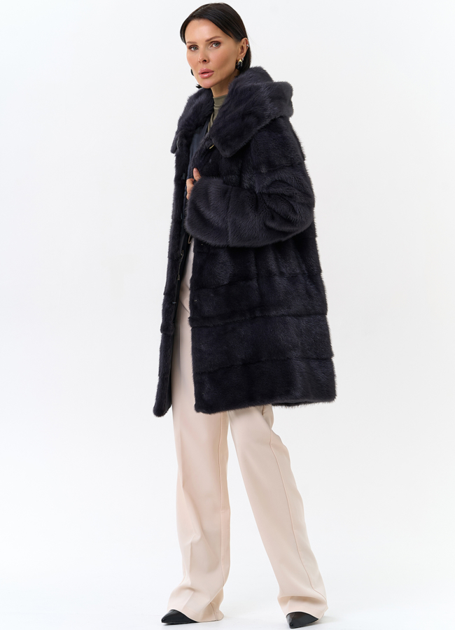 Норковая шуба трансформер с капюшоном модель № 24956 универмаг малина