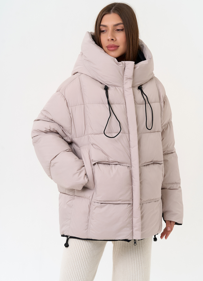 Двухсторонний женский пуховик с капюшоном модель № 31596 универмаг малина