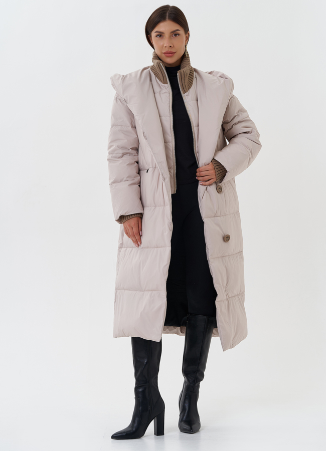 Женский пуховик с капюшоном модель № 28564 универмаг малина