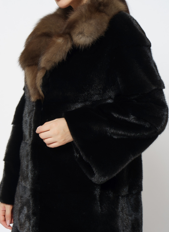 Шуба из норки с английским воротником