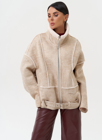 Женская дубленка из эко замши