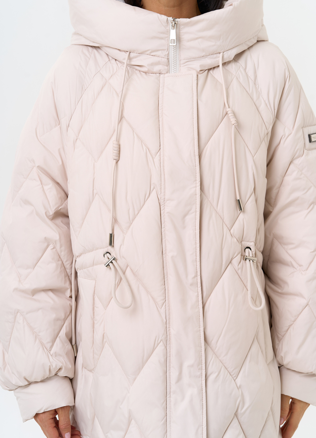 Женский светлый пуховик с капюшоном модель № 31520 универмаг малина