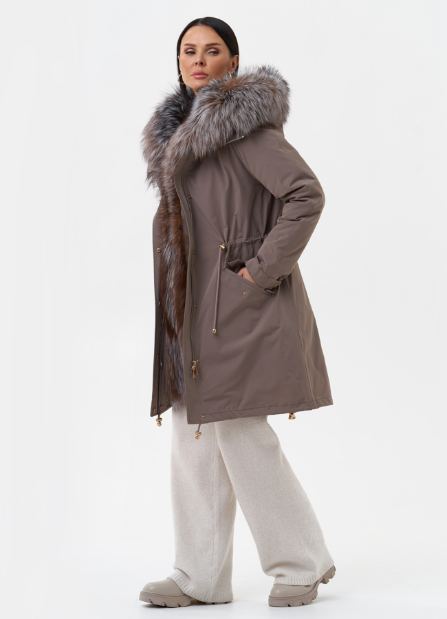 Парка женская с отделкой из меха чернобурки модель № 29187 универмаг малина