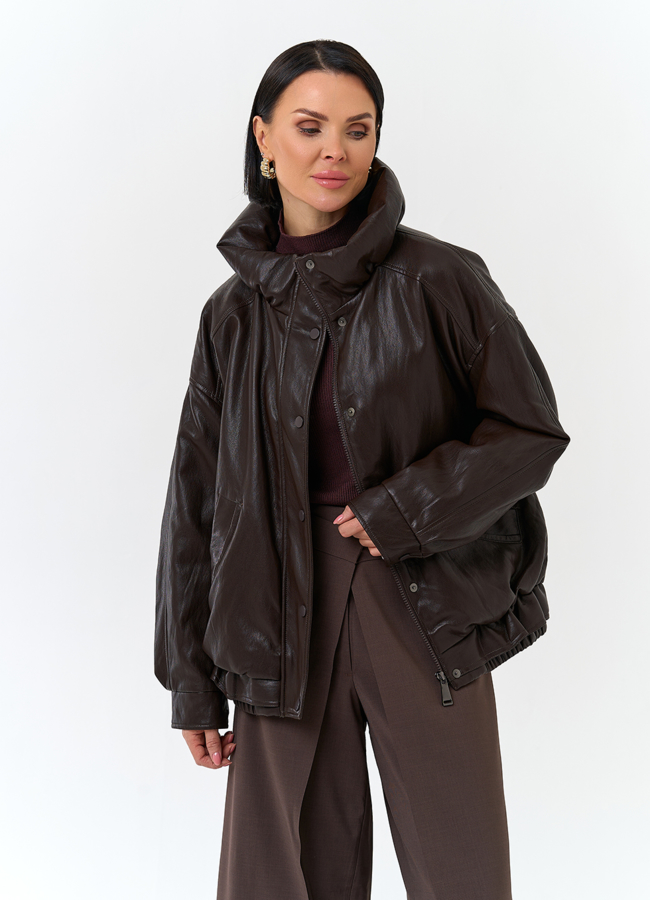 Женская утепленная куртка из эко кожи модель № 32843 универмаг малина