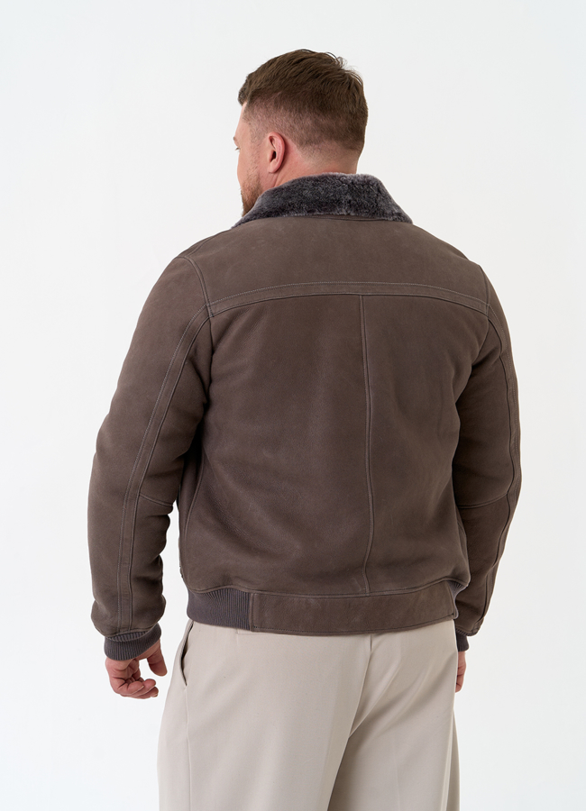 фото Мужская натуральная дубленка бомбер модель № 31859