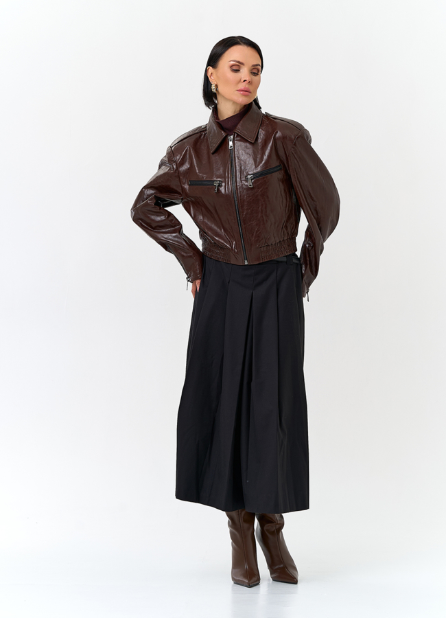 Короткая куртка из натуральной кожи модель № 32847 в кредит