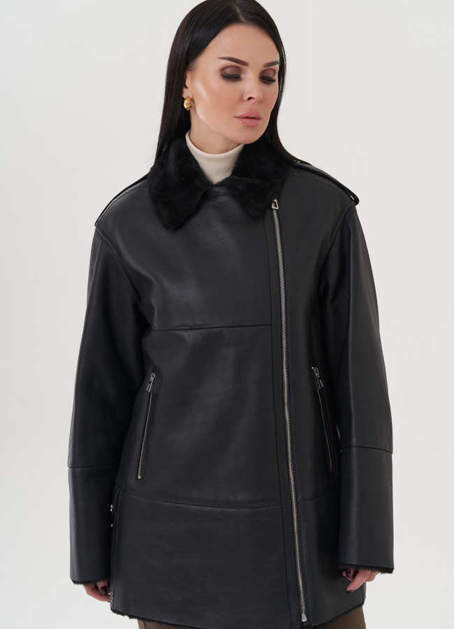 Женская дубленка  модель № 25907 универмаг малина