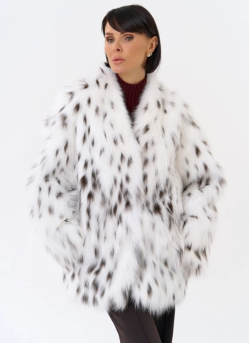 Шуба из лисы с инкрустацией под рысь