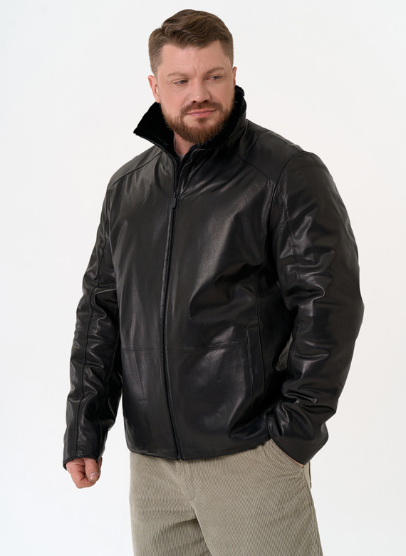 Мужская дубленка черного цвета